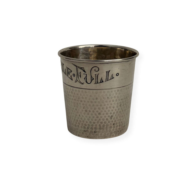 "only a thimble full" sterling jigger